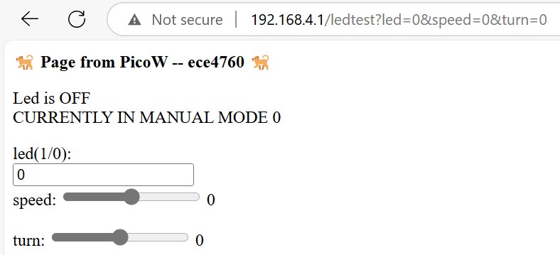 GET request with motor control parameters
